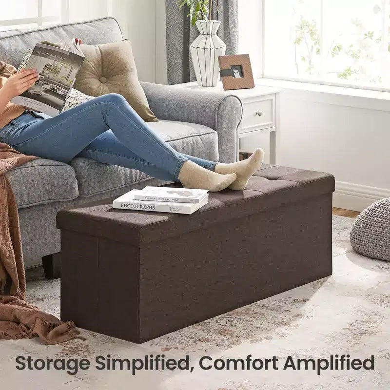 Panca pouf contenitore, 38 x 109 x 38 cm, per fondo letto, cassapanca, per soggiorno, camera da letto, ingresso