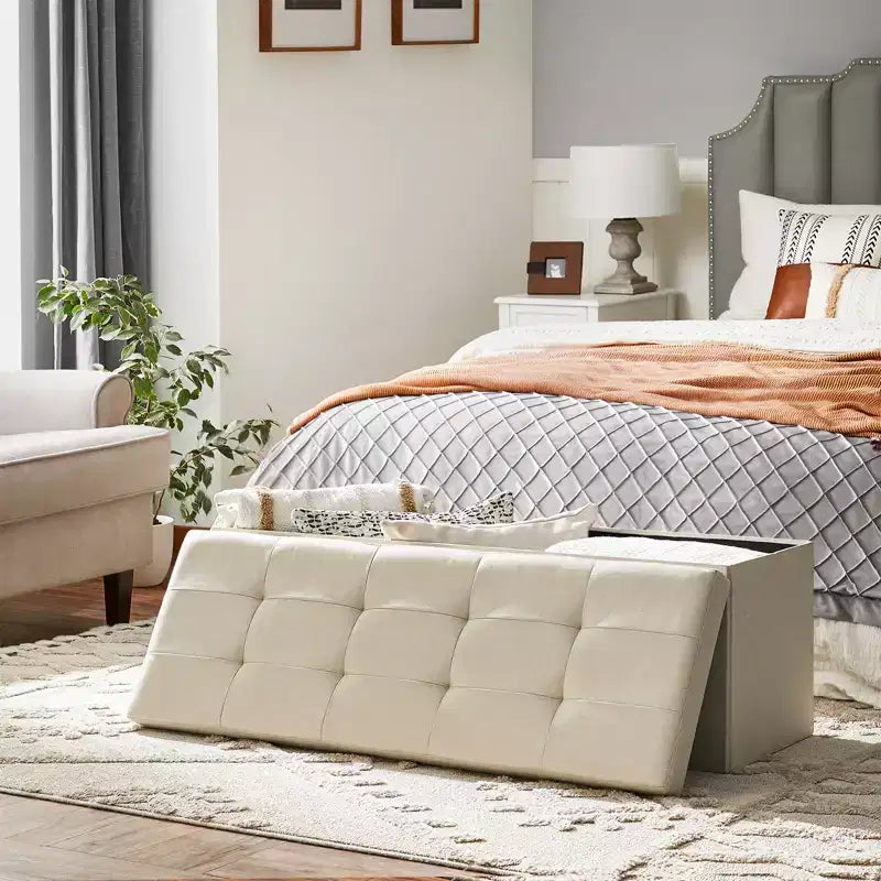 Panca pouf contenitore, 38 x 109 x 38 cm, per fondo letto, cassapanca, per soggiorno, camera da letto, ingresso