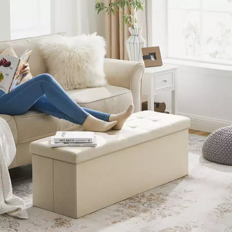Panca pouf contenitore, 38 x 109 x 38 cm, per fondo letto, cassapanca, per soggiorno, camera da letto, ingresso