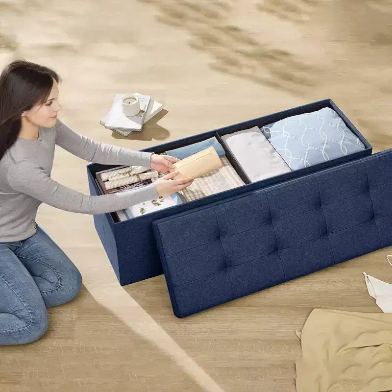 Panca pouf contenitore, 38 x 109 x 38 cm, per fondo letto, cassapanca, per soggiorno, camera da letto, ingresso
