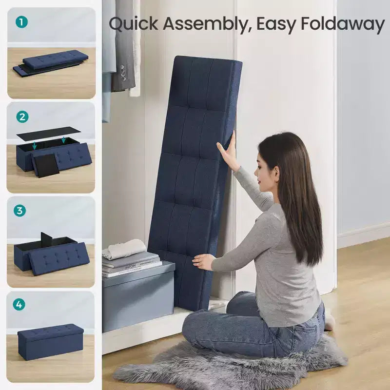 Panca pouf contenitore, 38 x 109 x 38 cm, per fondo letto, cassapanca, per soggiorno, camera da letto, ingresso