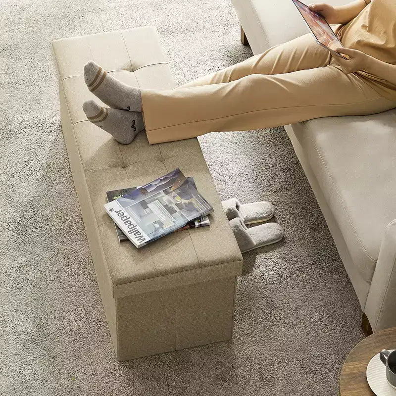 Panca pouf contenitore, 38 x 109 x 38 cm, per fondo letto, cassapanca, per soggiorno, camera da letto, ingresso