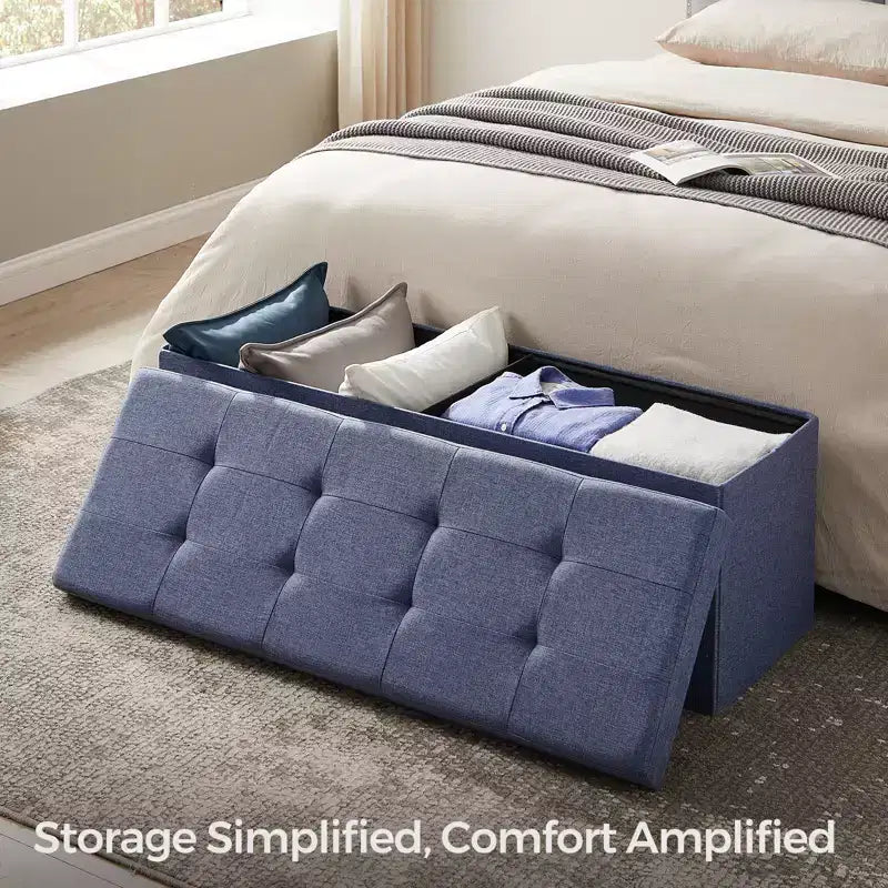 Panca pouf contenitore, 38 x 109 x 38 cm, per fondo letto, cassapanca, per soggiorno, camera da letto, ingresso