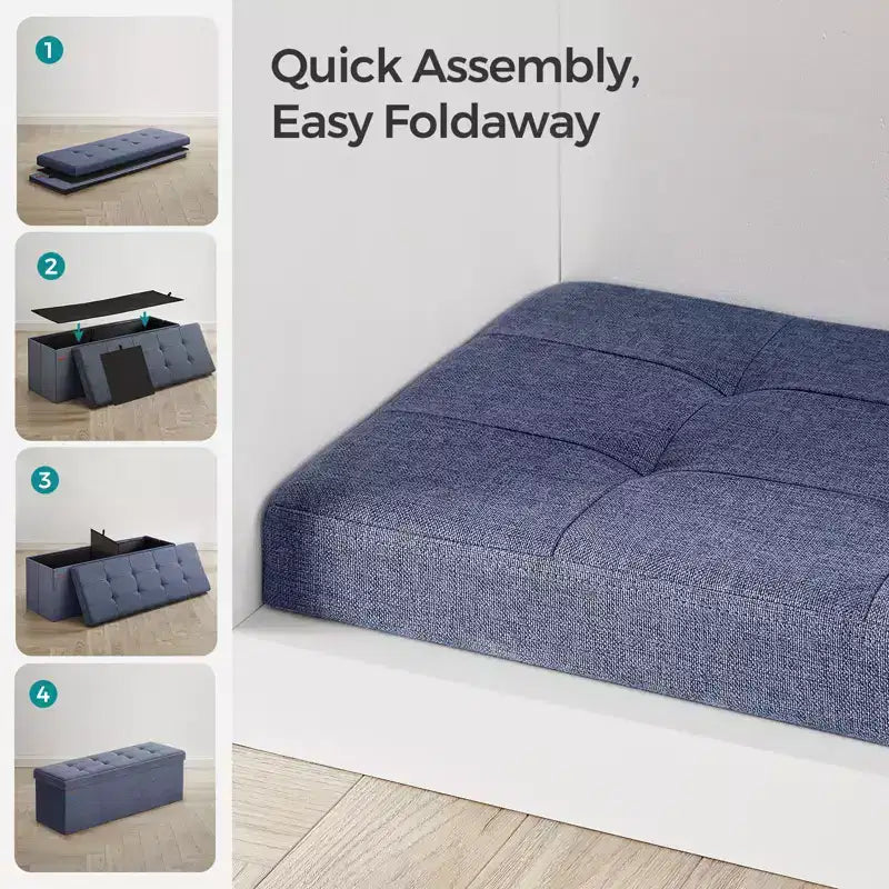 Panca pouf contenitore, 38 x 109 x 38 cm, per fondo letto, cassapanca, per soggiorno, camera da letto, ingresso