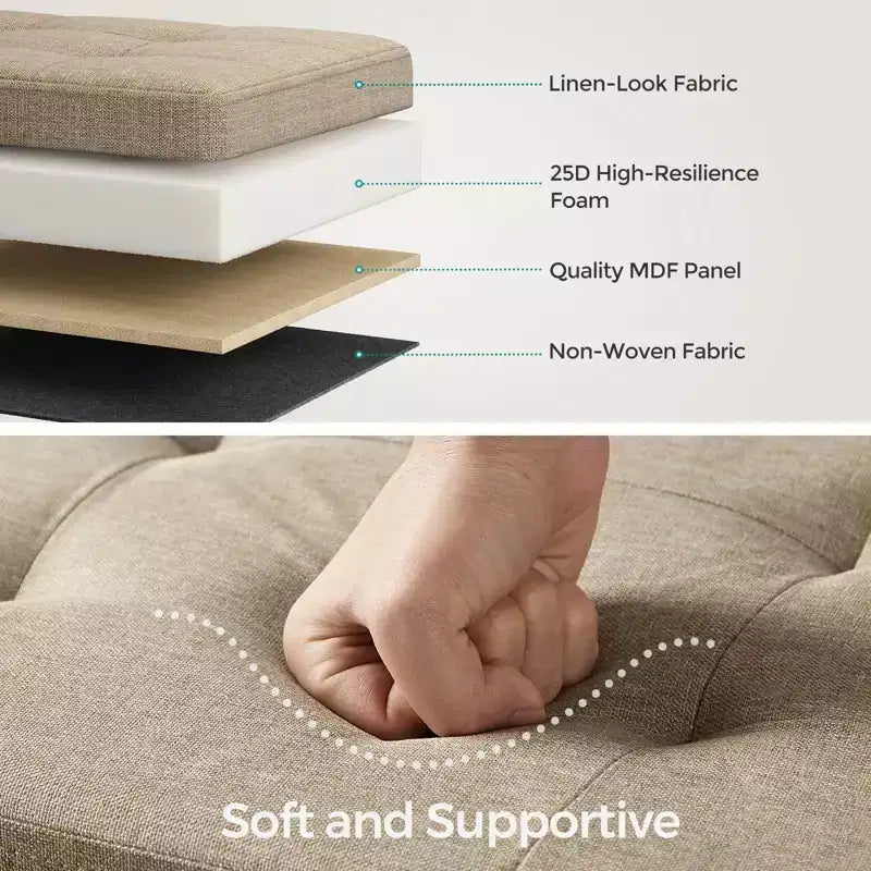 Panca pouf contenitore, 38 x 109 x 38 cm, per fondo letto, cassapanca, per soggiorno, camera da letto, ingresso