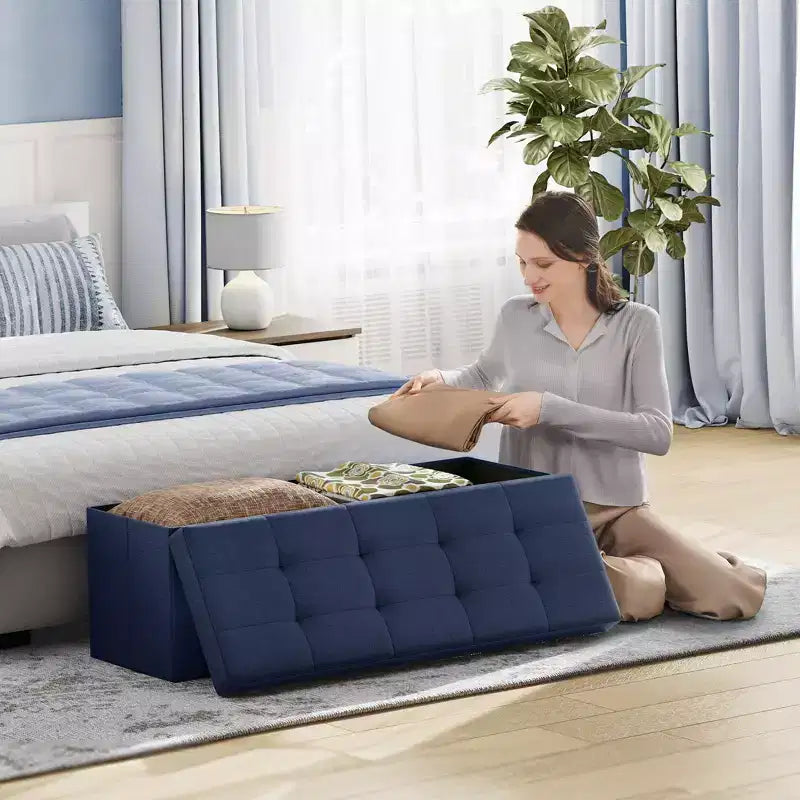 Panca pouf contenitore, 38 x 109 x 38 cm, per fondo letto, cassapanca, per soggiorno, camera da letto, ingresso