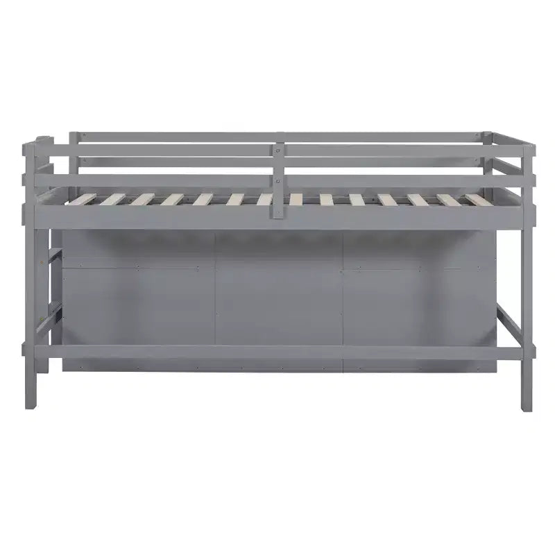 Letto a soppalco matrimoniale dal design moderno, 81,8L x 40,8W, con 4 cassetti, armadietto sottostante e mensole