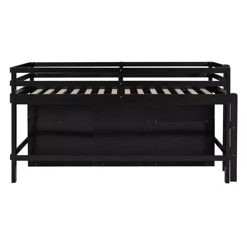Letto a soppalco matrimoniale dal design moderno, 81,8L x 40,8W, con 4 cassetti, armadietto sottostante e mensole