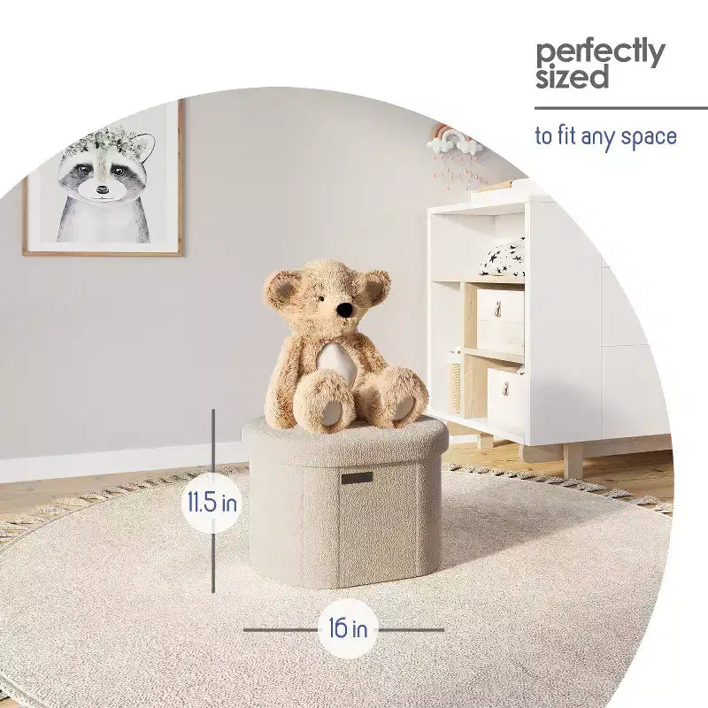 Panca Contenitore per Camera da Letto ai Piedi del Letto, Contenitore Ovale in Bouclé, Grande Panca Contenitore Ottomana, Panca da Ingresso con Contenitore