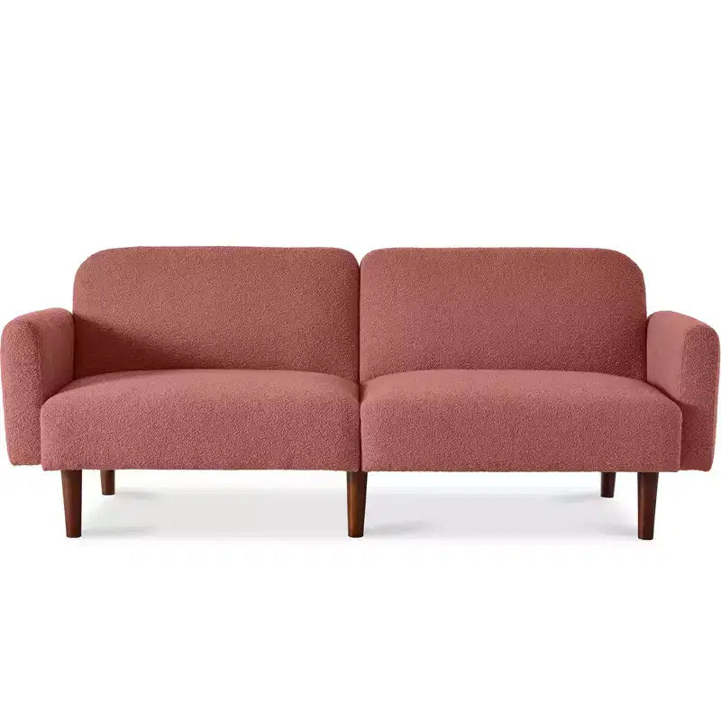 Futon convertibile curvo, divano letto con schienale sdoppiato in tessuto bouclé