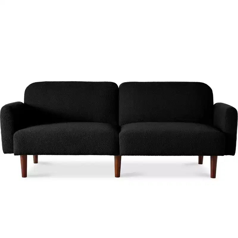 Futon convertibile curvo, divano letto con schienale sdoppiato in tessuto bouclé