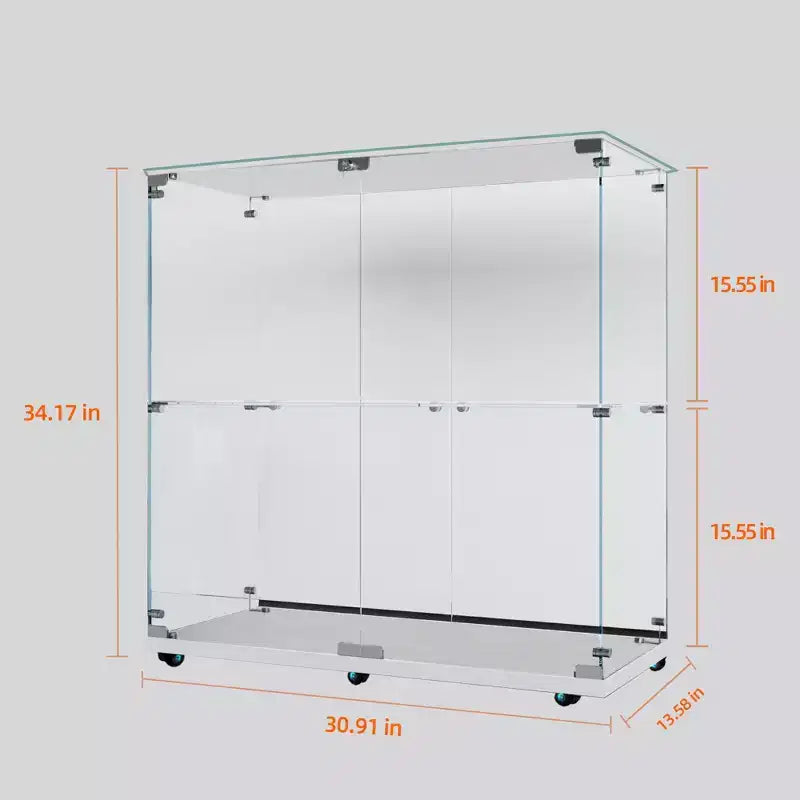 Vetrina in vetro temperato, Armadietto per il vino, Armadietto portadocumenti, Striscia LED Bluetooth, Ruote piroettanti con blocco, Soggiorno, Camera da letto, Ufficio, Bianco