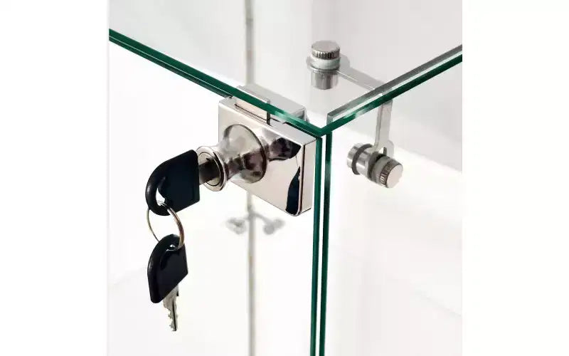 Vetrina in vetro temperato, Armadietto per il vino, Armadietto portadocumenti, Striscia LED Bluetooth, Ruote piroettanti con blocco, Soggiorno, Camera da letto, Ufficio, Bianco