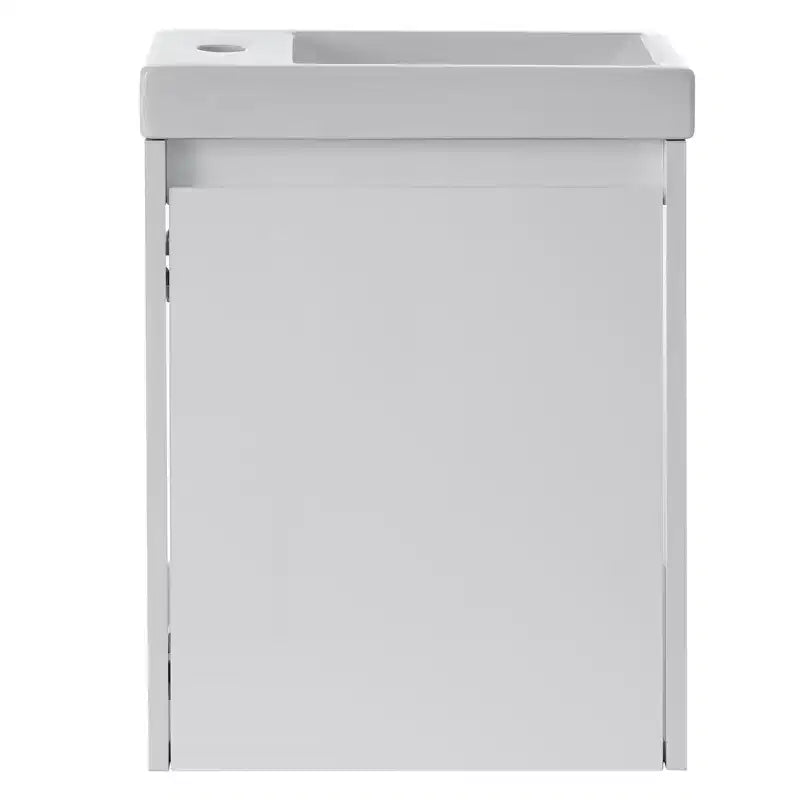 Mobile bagno da 16" con lavabo, mobiletto con ante a chiusura ammortizzata, mobile da bagno a parete con lavabo sospeso per piccoli spazi