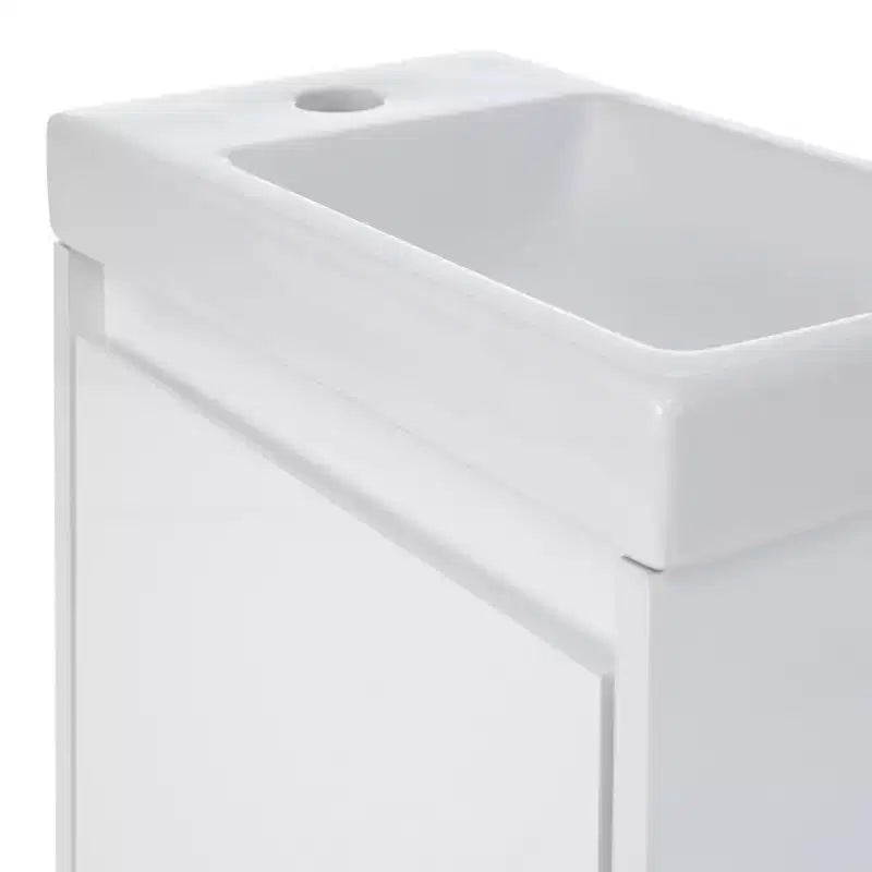 Mobile bagno da 16" con lavabo, mobiletto con ante a chiusura ammortizzata, mobile da bagno a parete con lavabo sospeso per piccoli spazi