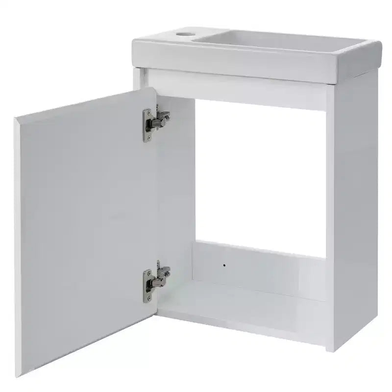 Mobile bagno da 16" con lavabo, mobiletto con ante a chiusura ammortizzata, mobile da bagno a parete con lavabo sospeso per piccoli spazi