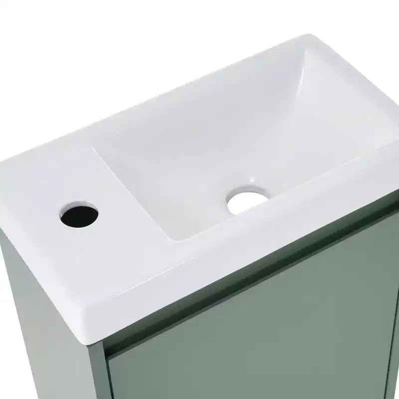 Mobile bagno da 16" con lavabo, mobiletto con ante a chiusura ammortizzata, mobile da bagno a parete con lavabo sospeso per piccoli spazi