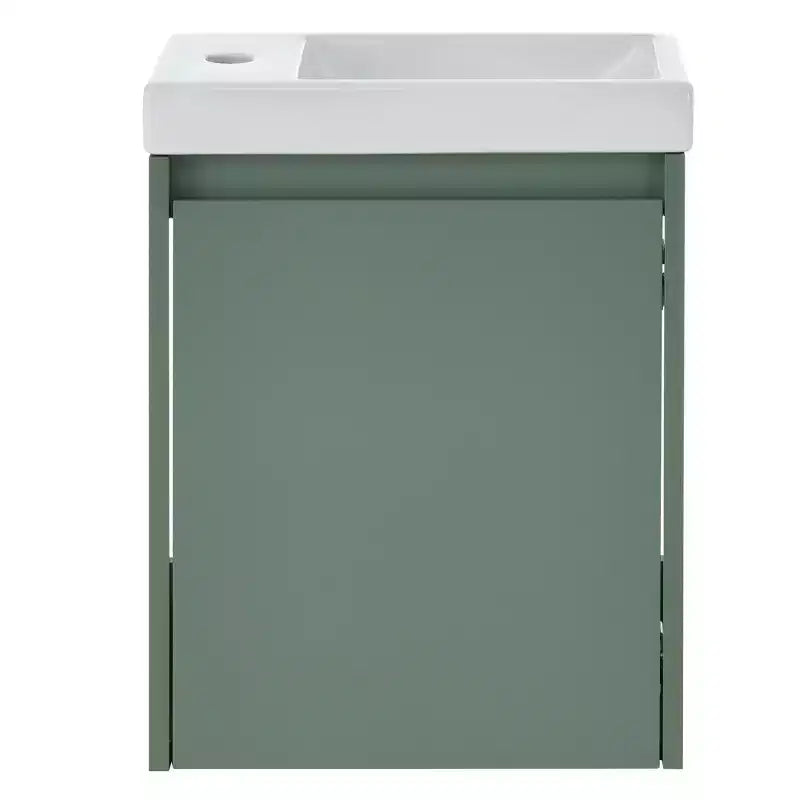 Mobile bagno da 16" con lavabo, mobiletto con ante a chiusura ammortizzata, mobile da bagno a parete con lavabo sospeso per piccoli spazi