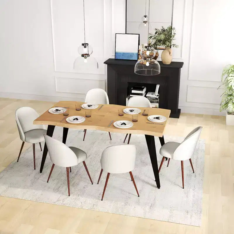 Tavolo da Pranzo Rettangolare da 6 Posti da 63", Tavolo Moderno effetto Legno con Gambe in Metallo Nero