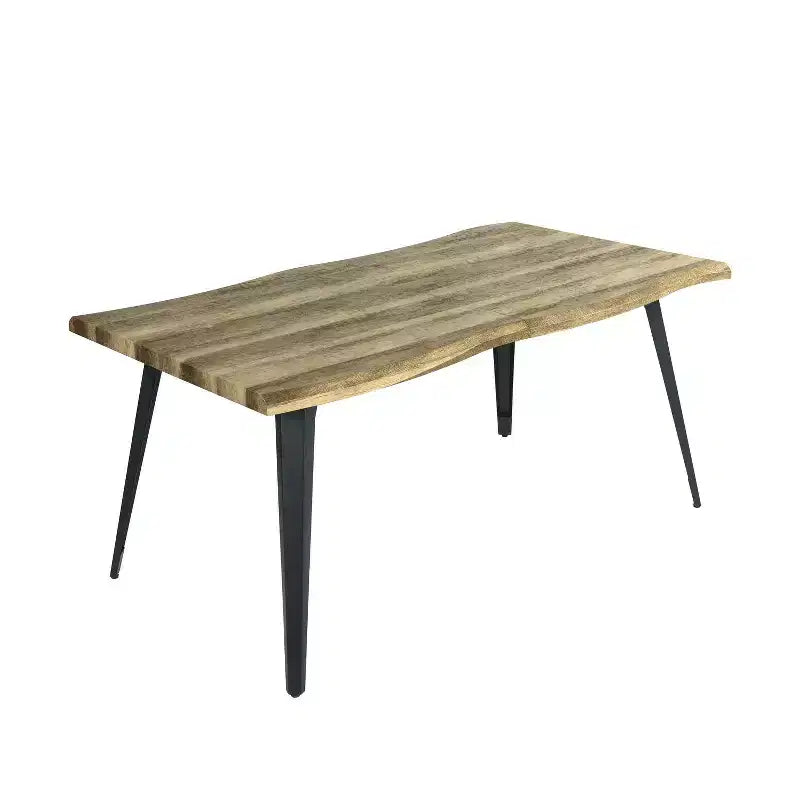 Tavolo da Pranzo Rettangolare da 6 Posti da 63", Tavolo Moderno effetto Legno con Gambe in Metallo Nero