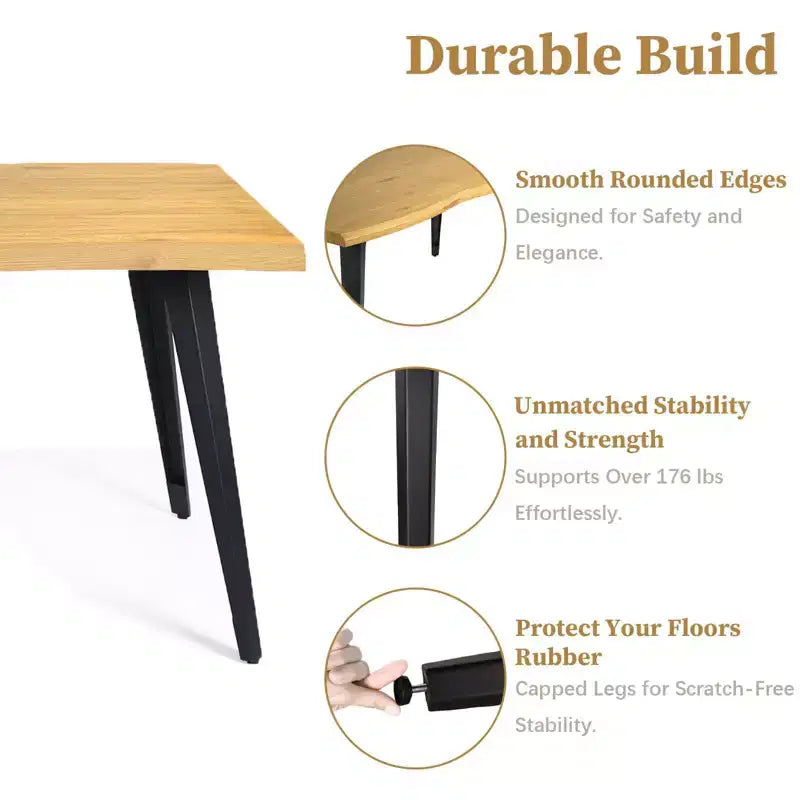 Tavolo da Pranzo Rettangolare da 6 Posti da 63", Tavolo Moderno effetto Legno con Gambe in Metallo Nero