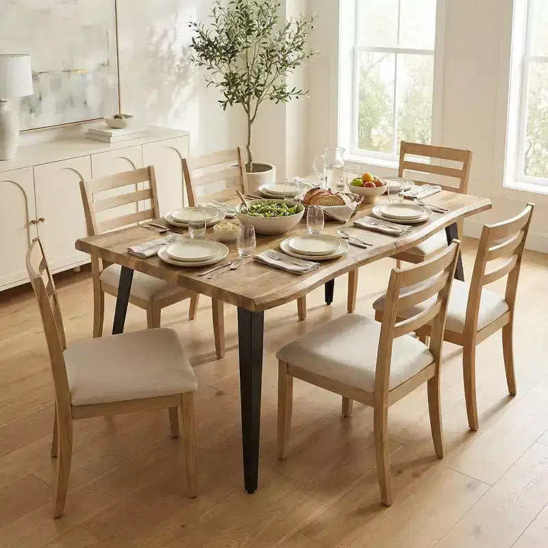 Tavolo da Pranzo Rettangolare da 6 Posti da 63", Tavolo Moderno effetto Legno con Gambe in Metallo Nero