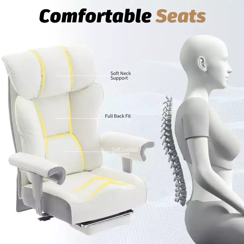 Sedia da Ufficio Ergonomica 450LBS con Poggiapiedi, Sedia Direzionale in Pelle PU con Schienale Alto, Supporto Lombare e Braccioli Regolabili