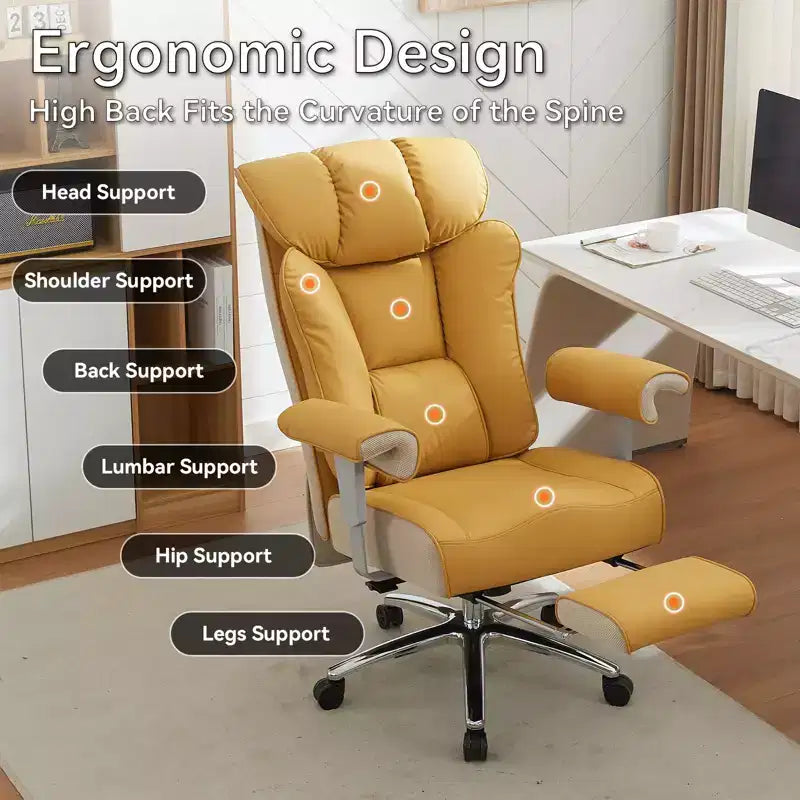 Sedia da Ufficio Ergonomica 450LBS con Poggiapiedi, Sedia Direzionale in Pelle PU con Schienale Alto, Supporto Lombare e Braccioli Regolabili
