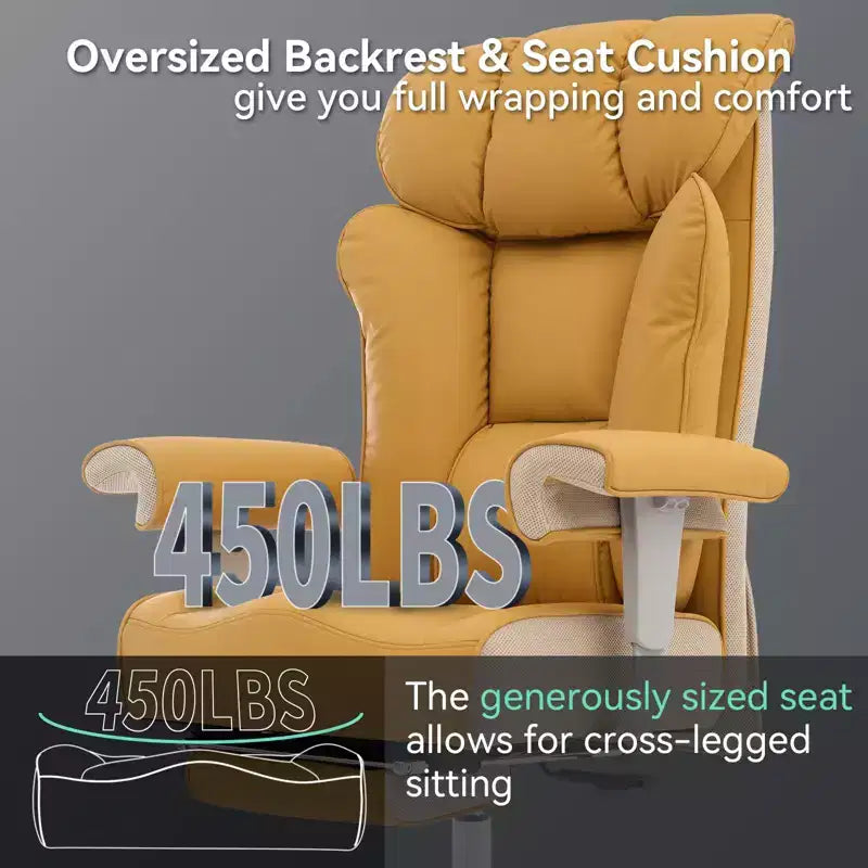 Sedia da Ufficio Ergonomica 450LBS con Poggiapiedi, Sedia Direzionale in Pelle PU con Schienale Alto, Supporto Lombare e Braccioli Regolabili