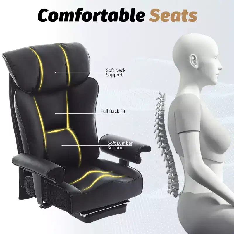 Sedia da Ufficio Ergonomica 450LBS con Poggiapiedi, Sedia Direzionale in Pelle PU con Schienale Alto, Supporto Lombare e Braccioli Regolabili