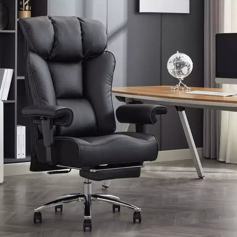 Sedia da Ufficio Ergonomica 450LBS con Poggiapiedi, Sedia Direzionale in Pelle PU con Schienale Alto, Supporto Lombare e Braccioli Regolabili