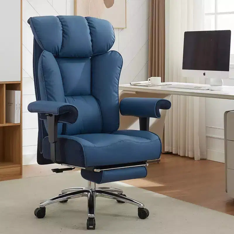 Sedia da Ufficio Ergonomica 450LBS con Poggiapiedi, Sedia Direzionale in Pelle PU con Schienale Alto, Supporto Lombare e Braccioli Regolabili
