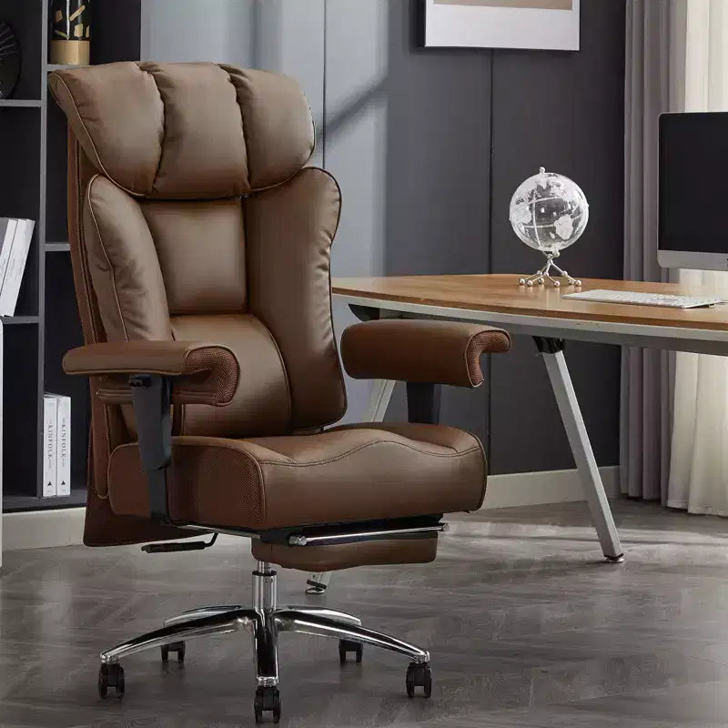 Sedia da Ufficio Ergonomica 450LBS con Poggiapiedi, Sedia Direzionale in Pelle PU con Schienale Alto, Supporto Lombare e Braccioli Regolabili