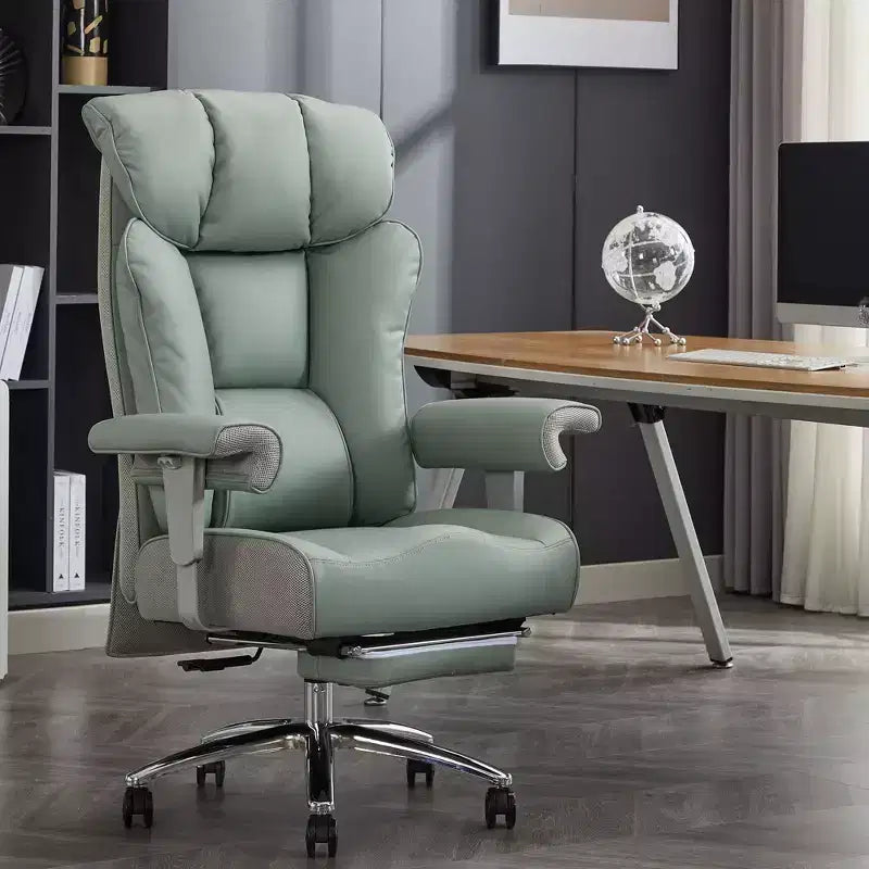 Sedia da Ufficio Ergonomica 450LBS con Poggiapiedi, Sedia Direzionale in Pelle PU con Schienale Alto, Supporto Lombare e Braccioli Regolabili