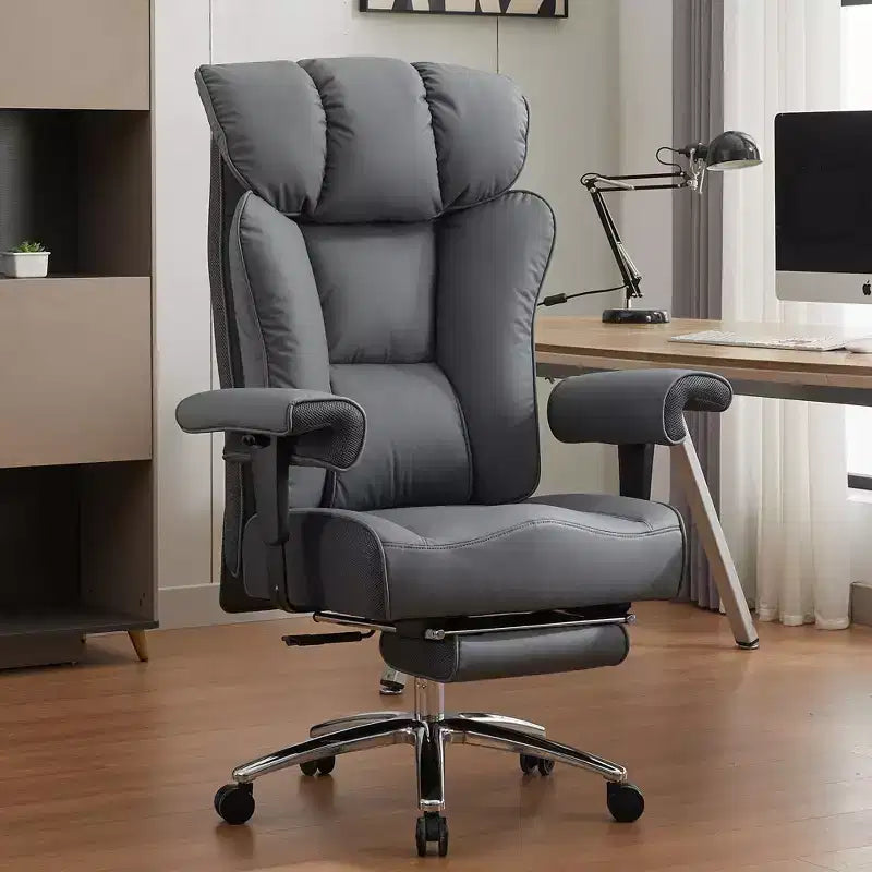 Sedia da Ufficio Ergonomica 450LBS con Poggiapiedi, Sedia Direzionale in Pelle PU con Schienale Alto, Supporto Lombare e Braccioli Regolabili
