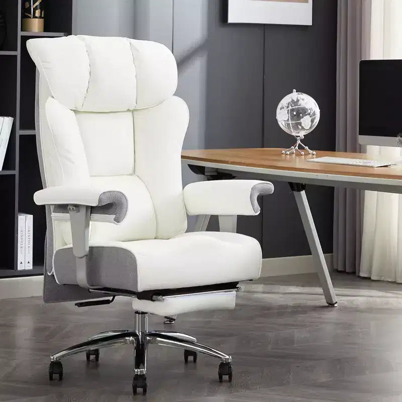 Sedia da Ufficio Ergonomica 450LBS con Poggiapiedi, Sedia Direzionale in Pelle PU con Schienale Alto, Supporto Lombare e Braccioli Regolabili