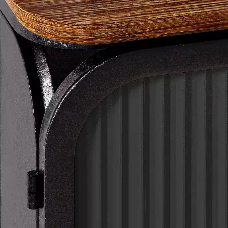 Madia moderna a due ante in vetro con ripiani a tre livelli 28.35 Top unico in legno di abete per ingresso casa, colore nero