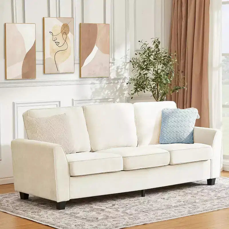 Divano a 3 Posti Moderno Oversize in ciniglia, Divano Letto da 210cm, Comodo Divanetto Lounge con Seduta Profonda, Divano Cloud Lavabile per Casa Ufficio Appartamento
