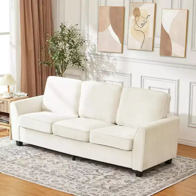 Divano a 3 Posti Moderno Oversize in ciniglia, Divano Letto da 210cm, Comodo Divanetto Lounge con Seduta Profonda, Divano Cloud Lavabile per Casa Ufficio Appartamento