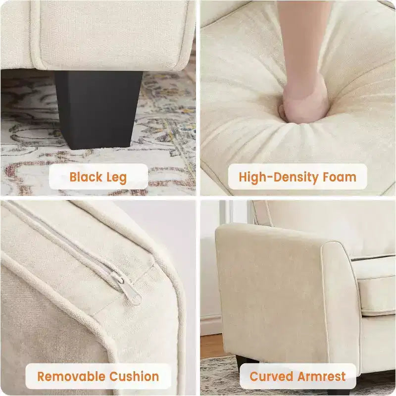 Divano a 3 Posti Moderno Oversize in ciniglia, Divano Letto da 210cm, Comodo Divanetto Lounge con Seduta Profonda, Divano Cloud Lavabile per Casa Ufficio Appartamento