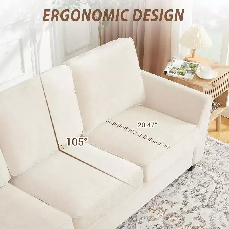 Divano a 3 Posti Moderno Oversize in ciniglia, Divano Letto da 210cm, Comodo Divanetto Lounge con Seduta Profonda, Divano Cloud Lavabile per Casa Ufficio Appartamento