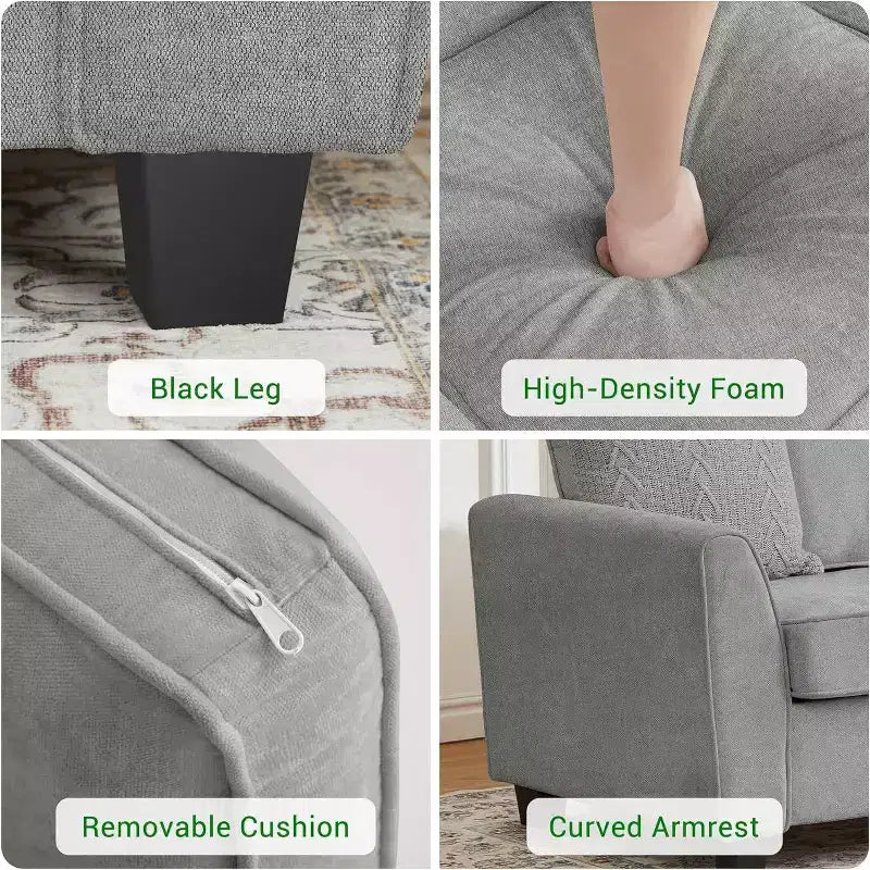 Divano a 3 Posti Moderno Oversize in ciniglia, Divano Letto da 210cm, Comodo Divanetto Lounge con Seduta Profonda, Divano Cloud Lavabile per Casa Ufficio Appartamento