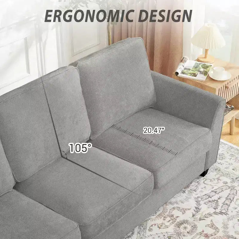 Divano a 3 Posti Moderno Oversize in ciniglia, Divano Letto da 210cm, Comodo Divanetto Lounge con Seduta Profonda, Divano Cloud Lavabile per Casa Ufficio Appartamento