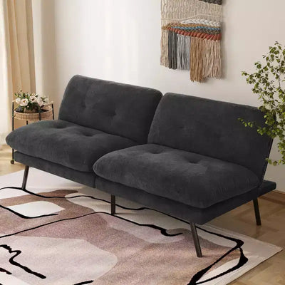 MUUEGM 72 Convertible Futon Sofa Bed, Terry Cloth Couch with Adjustable Backrest & Washable Covers for Small Spaces, Living Room