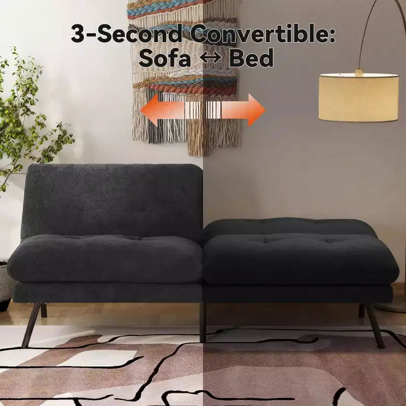 Divano letto futon convertibile 72, divano in spugna con schienale regolabile e fodere lavabili per piccoli spazi, soggiorno