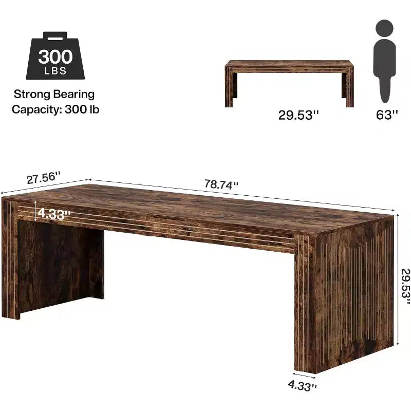 Scrivania extra lunga da 79 pollici, scrivania doppia per due persone per ufficio domestico, tavolo da scrittura lungo in legno per computer per ufficio, marrone vintage