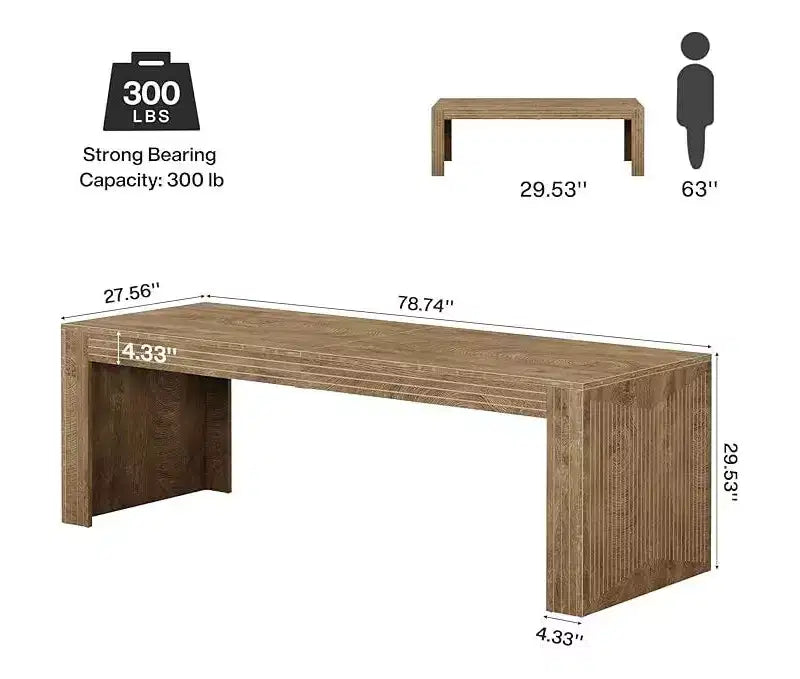 Scrivania extra lunga da 79 pollici, scrivania doppia per due persone per ufficio domestico, tavolo da scrittura lungo in legno per computer per ufficio, marrone vintage