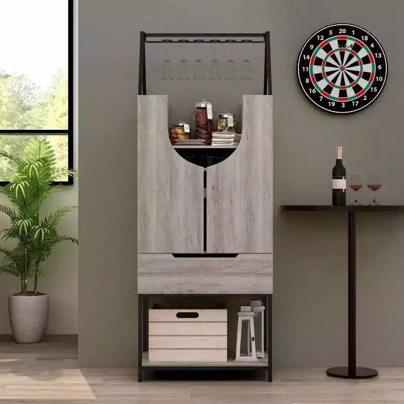 Mobile Vetrina per Vini a Cassetti Grigio Vintage