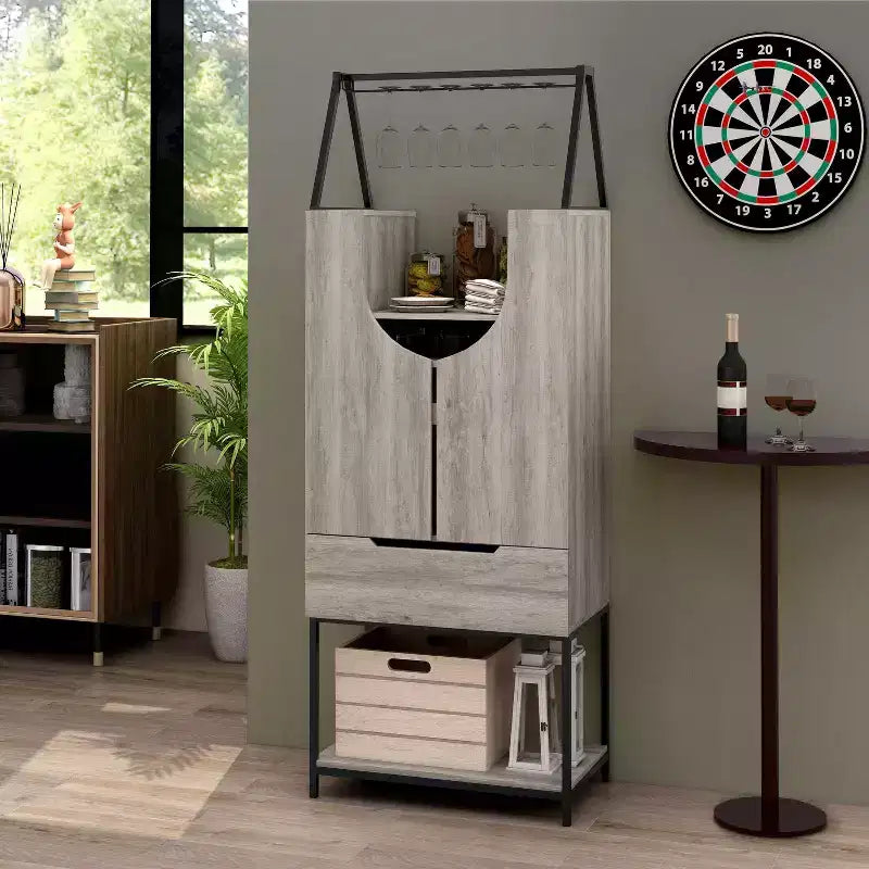 Mobile Vetrina per Vini a Cassetti Grigio Vintage