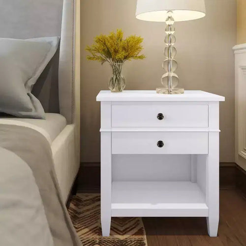 Comodino 24" in legno massello Sterling, bianco